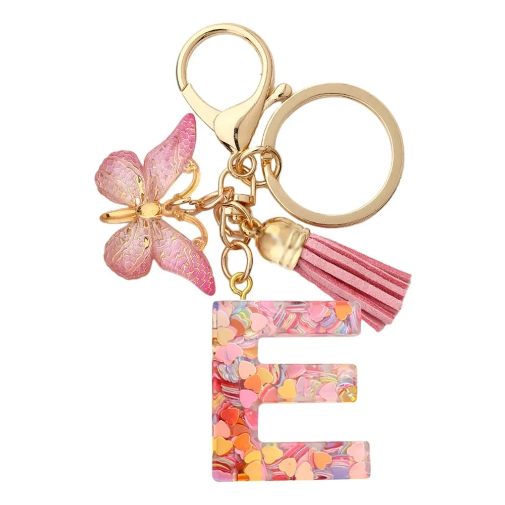 Bijou de Sac Initiale – Porte-clés Fleur Personnalisé